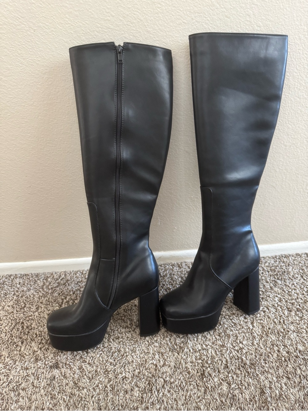 Classic Black Over-the-Knee Platform Boots